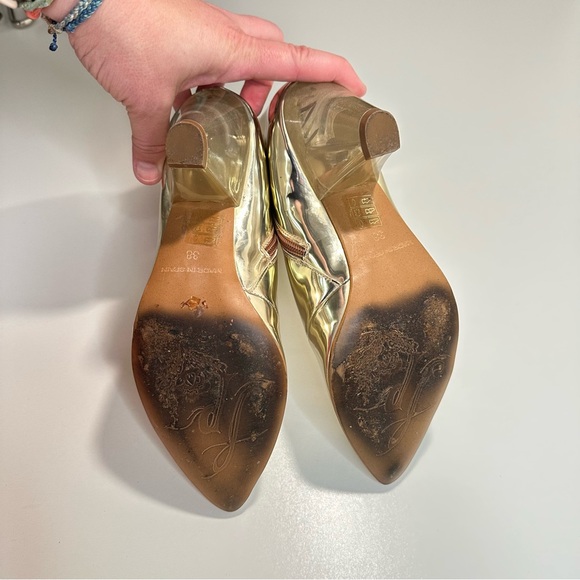 Free People Shiny Gold Ankle Booties Fall Swifties boho Patent Leather size 8 - Picture 8 of 12